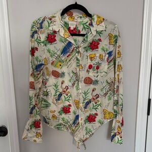 J Crew Hawaii Tropical Print Button-Up Shirt Size Medium